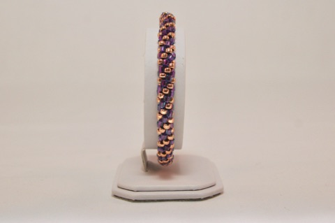 Rose Gold and Purple Hex Spiral Beaded Kumihimo Bracelet